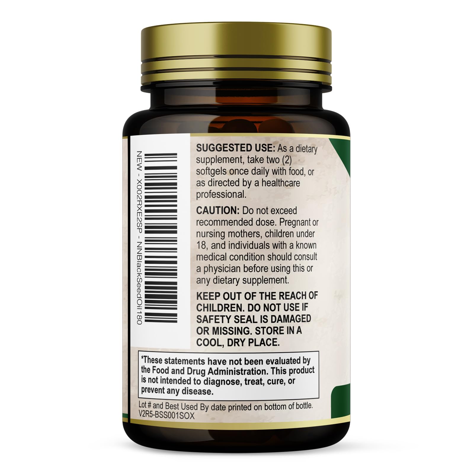 Nature's Nutrition Black Seed Oil Capsules 1000mg with natural background