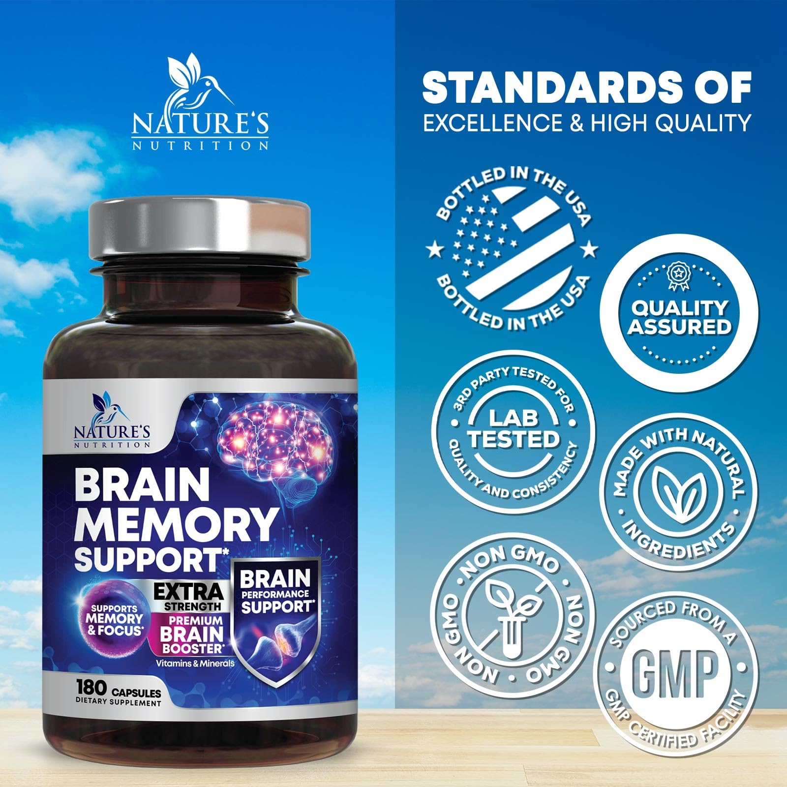 Nature's Nutrition Brain Memory Supplement Capsules ingredients list
