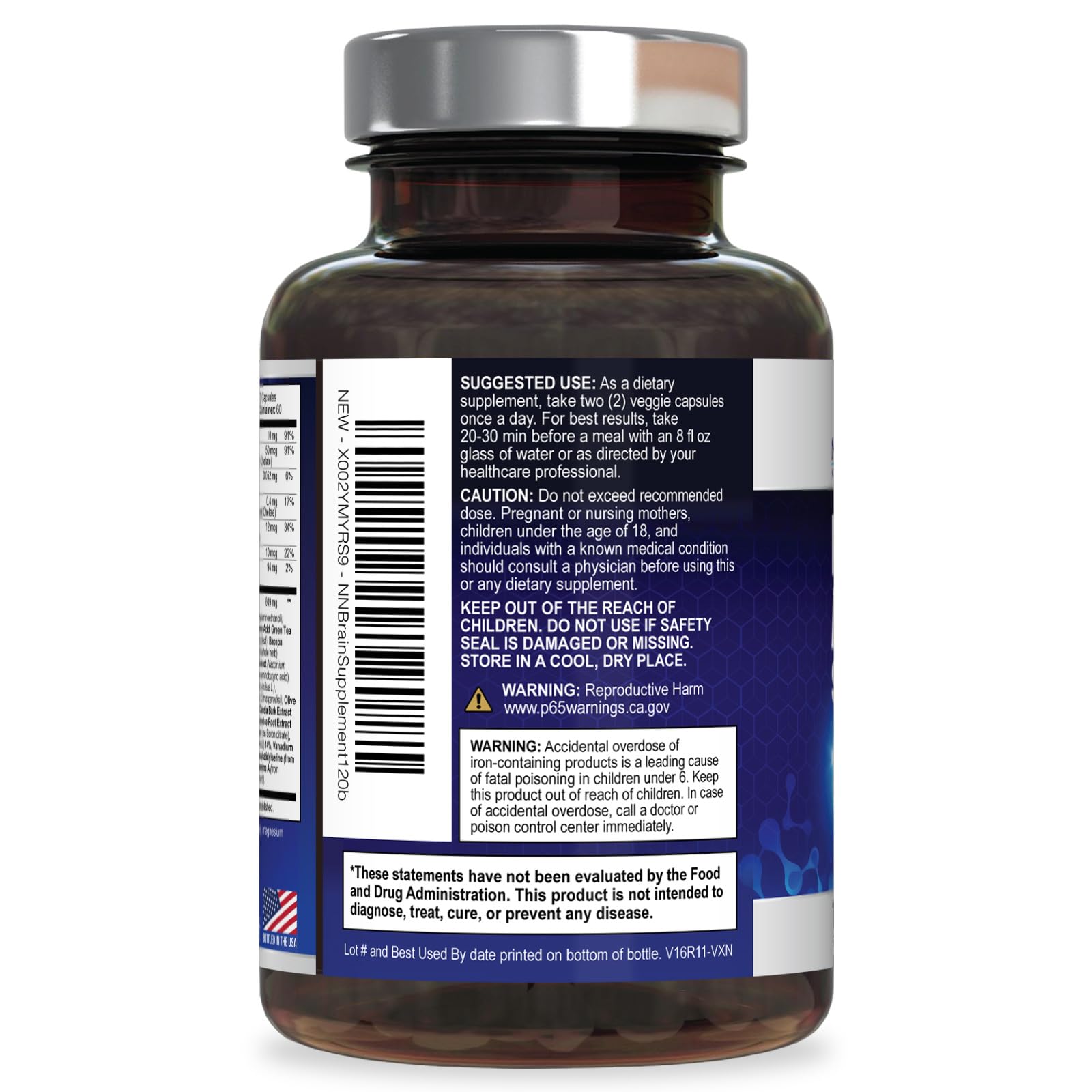 Nature's Nutrition Brain Memory Supplement Capsules on a table