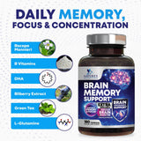 Nature's Nutrition Brain Memory Supplement Capsules open bottle