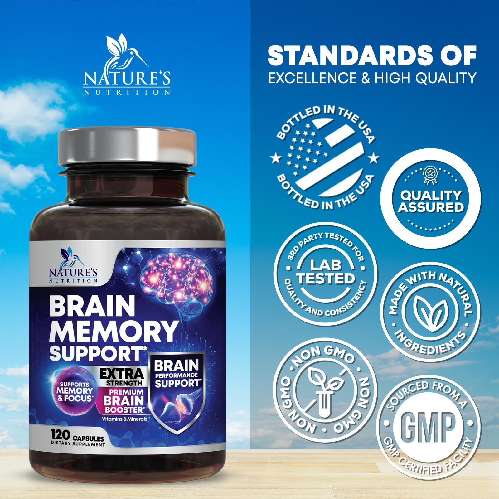 Nature's Nutrition Brain Memory Supplement Capsules packaging