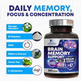 Nature's Nutrition Brain Memory Supplement Capsules with a measuring spoon