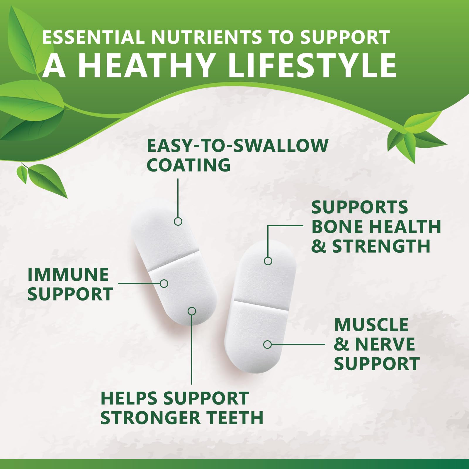 Nature's Nutrition Calcium Supplement 1200mg with Vitamin D3