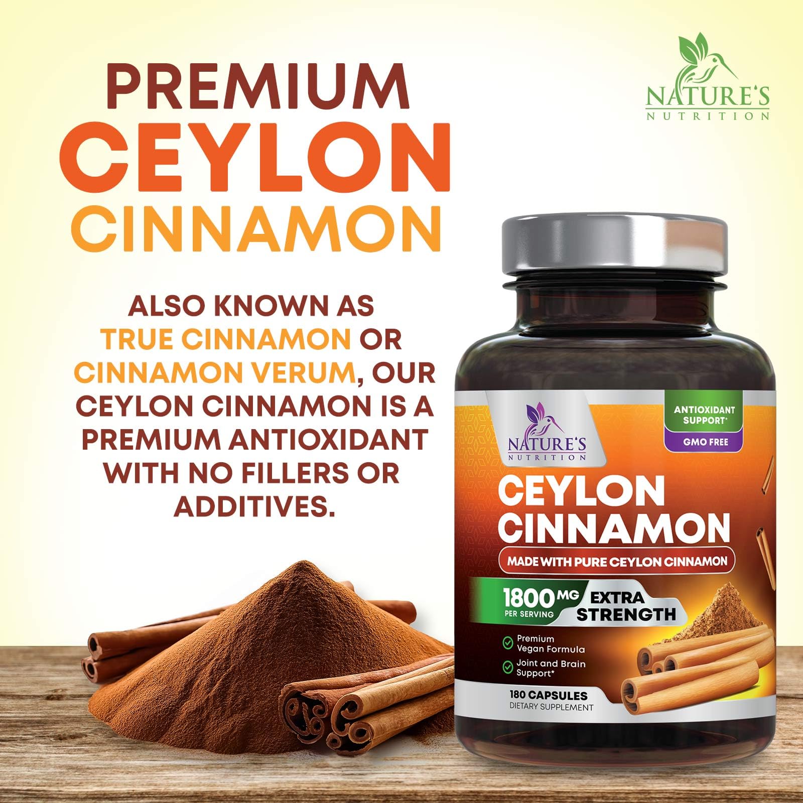 Nature's Nutrition Ceylon Cinnamon Capsules ingredients list