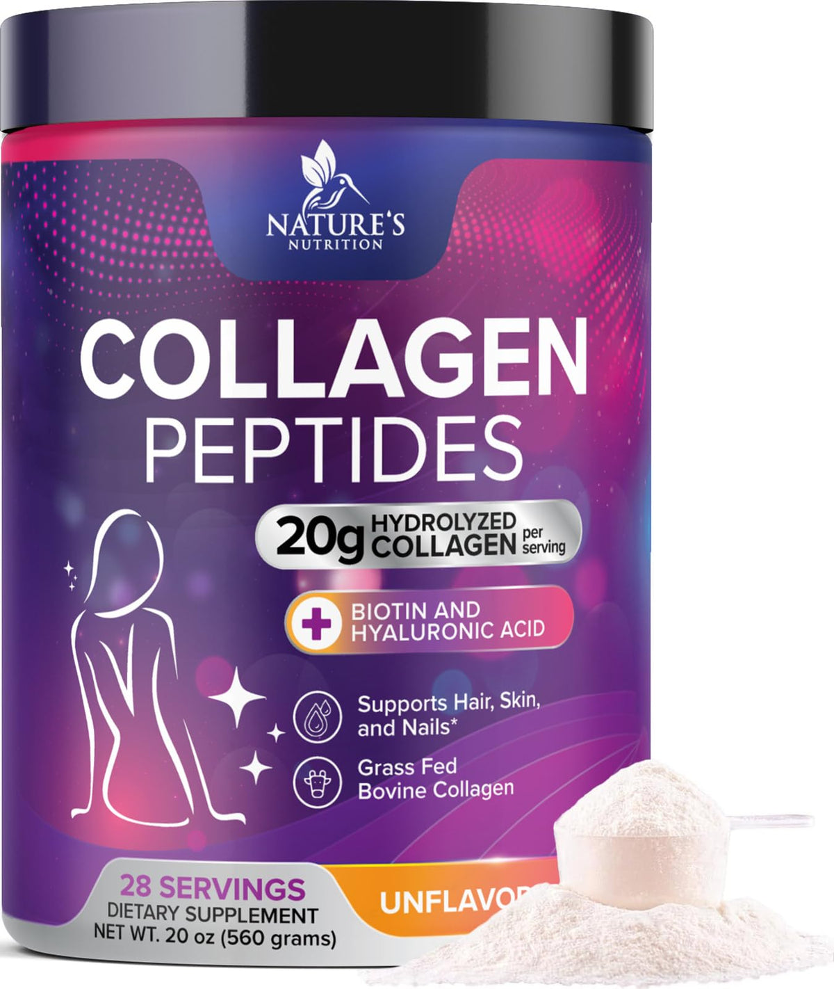 Nature's Nutrition Collagen Peptides Powder 563g front view