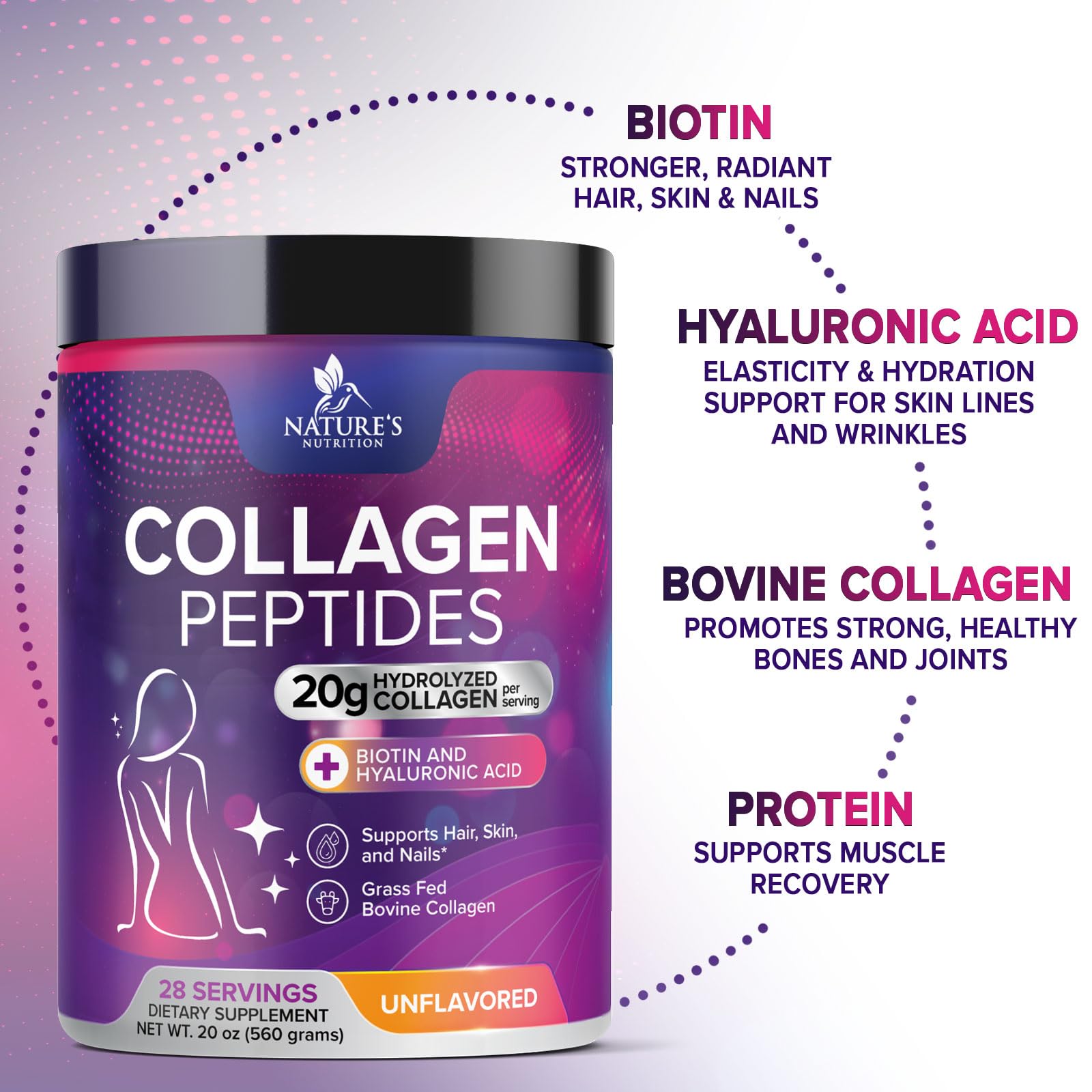 Nature's Nutrition Collagen Peptides Powder 563g with coffee