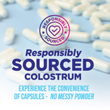 Nature's Nutrition Colostrum Supplement 1000mg capsules on a wooden table