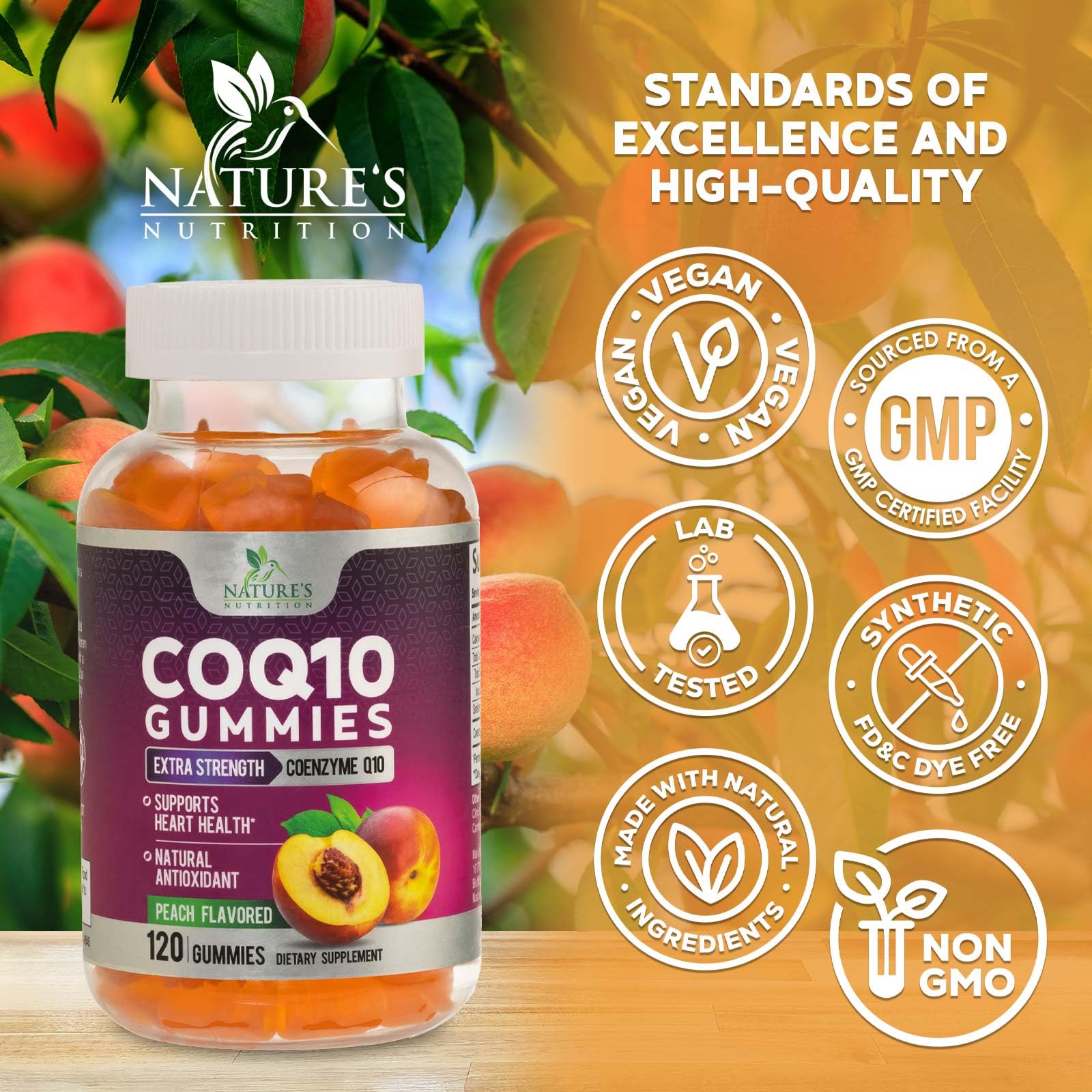 Nature's Nutrition CoQ10 Gummies 100mg back view of packaging