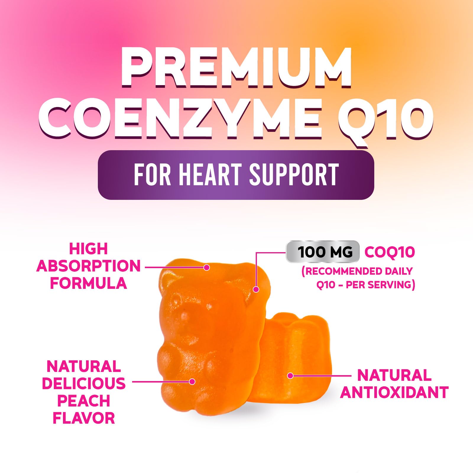 Nature's Nutrition CoQ10 Gummies 100mg close-up of gummies