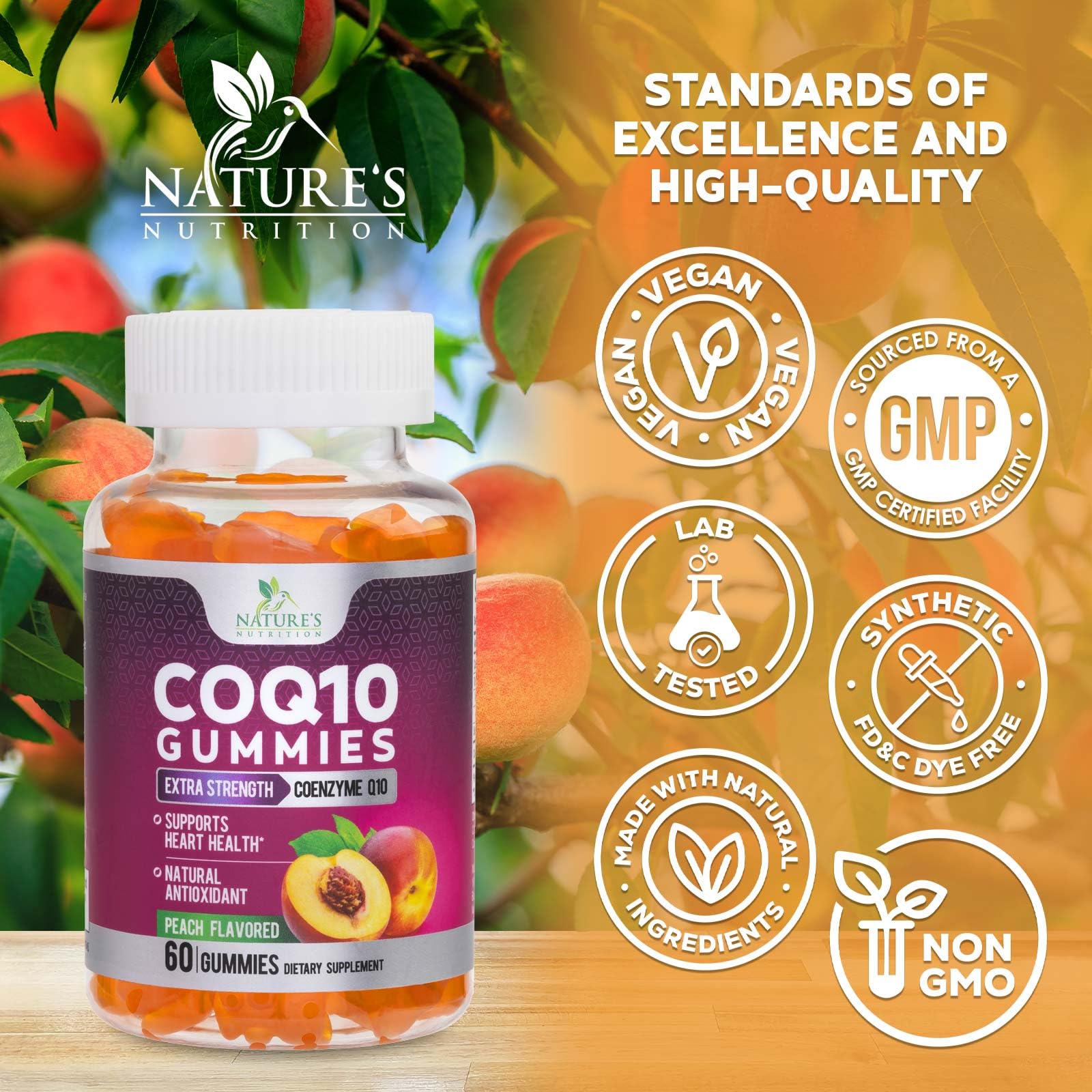 Nature's Nutrition CoQ10 Gummies 100mg close-up of gummies