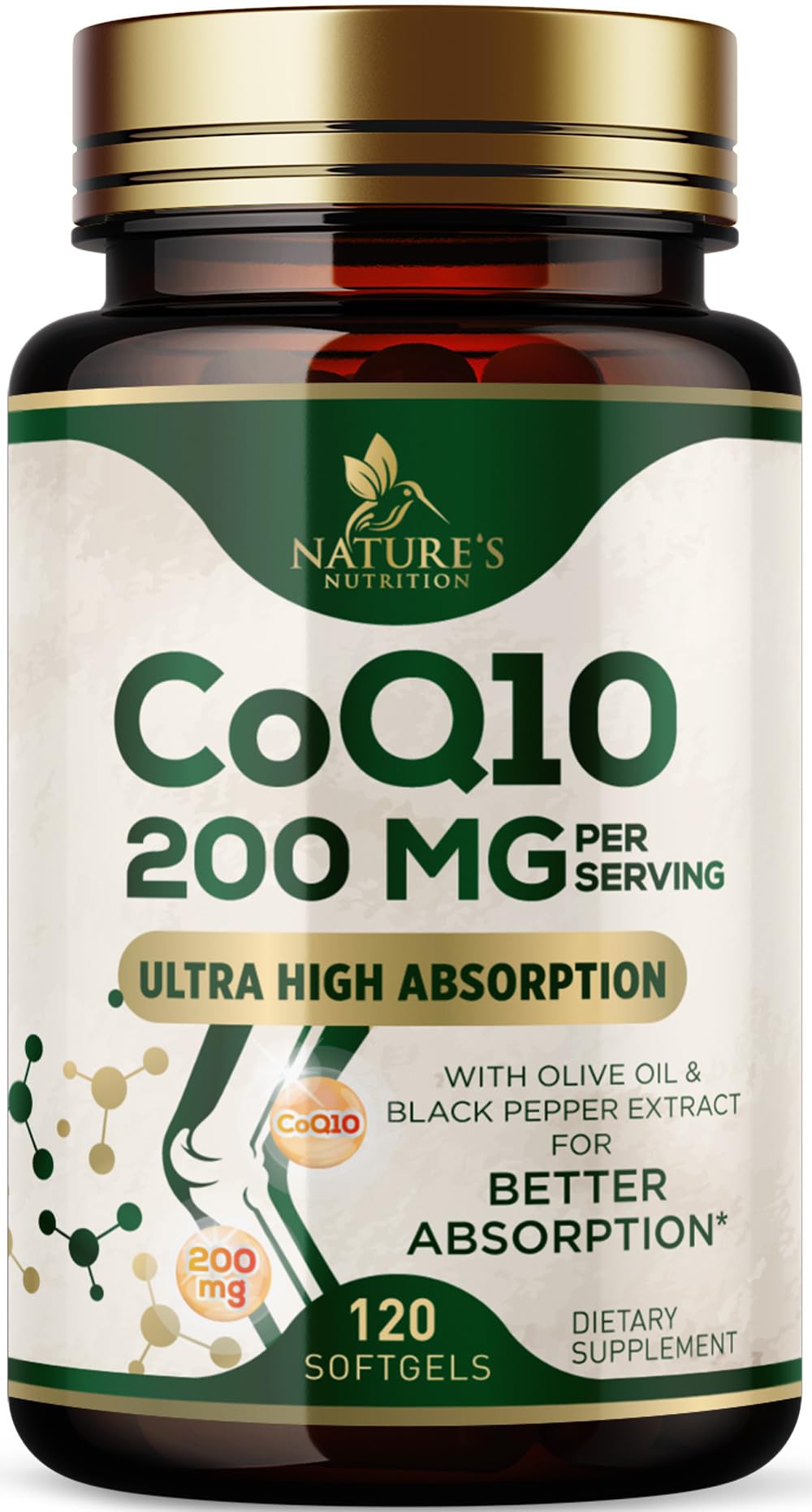 Nature's Nutrition CoQ10 Softgels 200mg front view