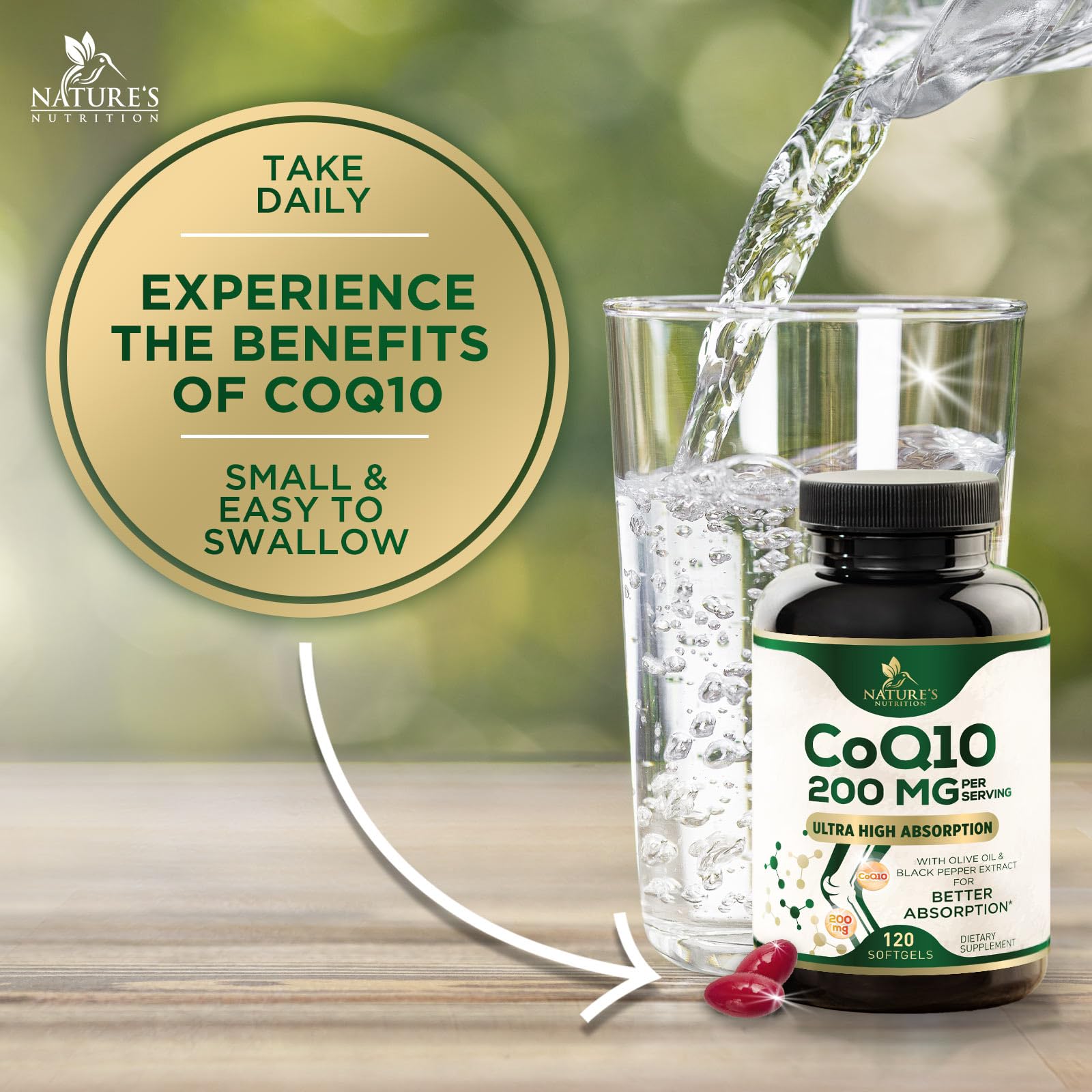 Nature's Nutrition CoQ10 Softgels 200mg nutritional information