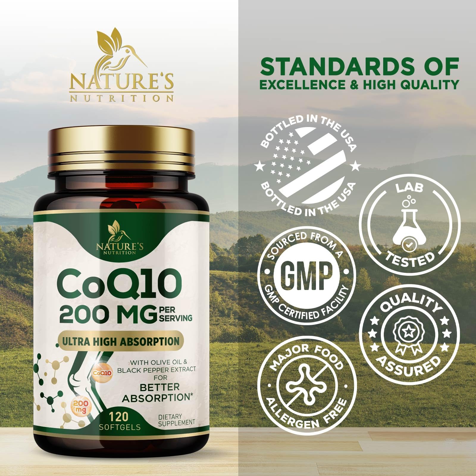 Nature's Nutrition CoQ10 Softgels 200mg softgel close-up