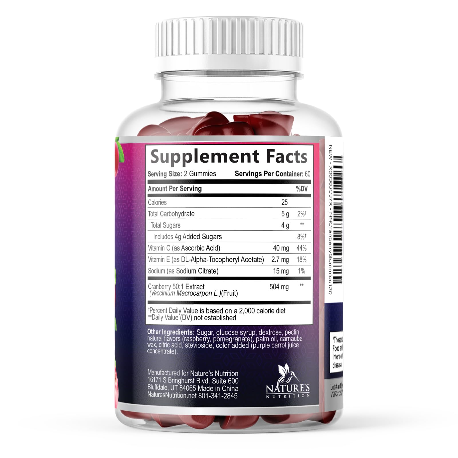 Nature's Nutrition Cranberry Gummies with a spoonful of gummies