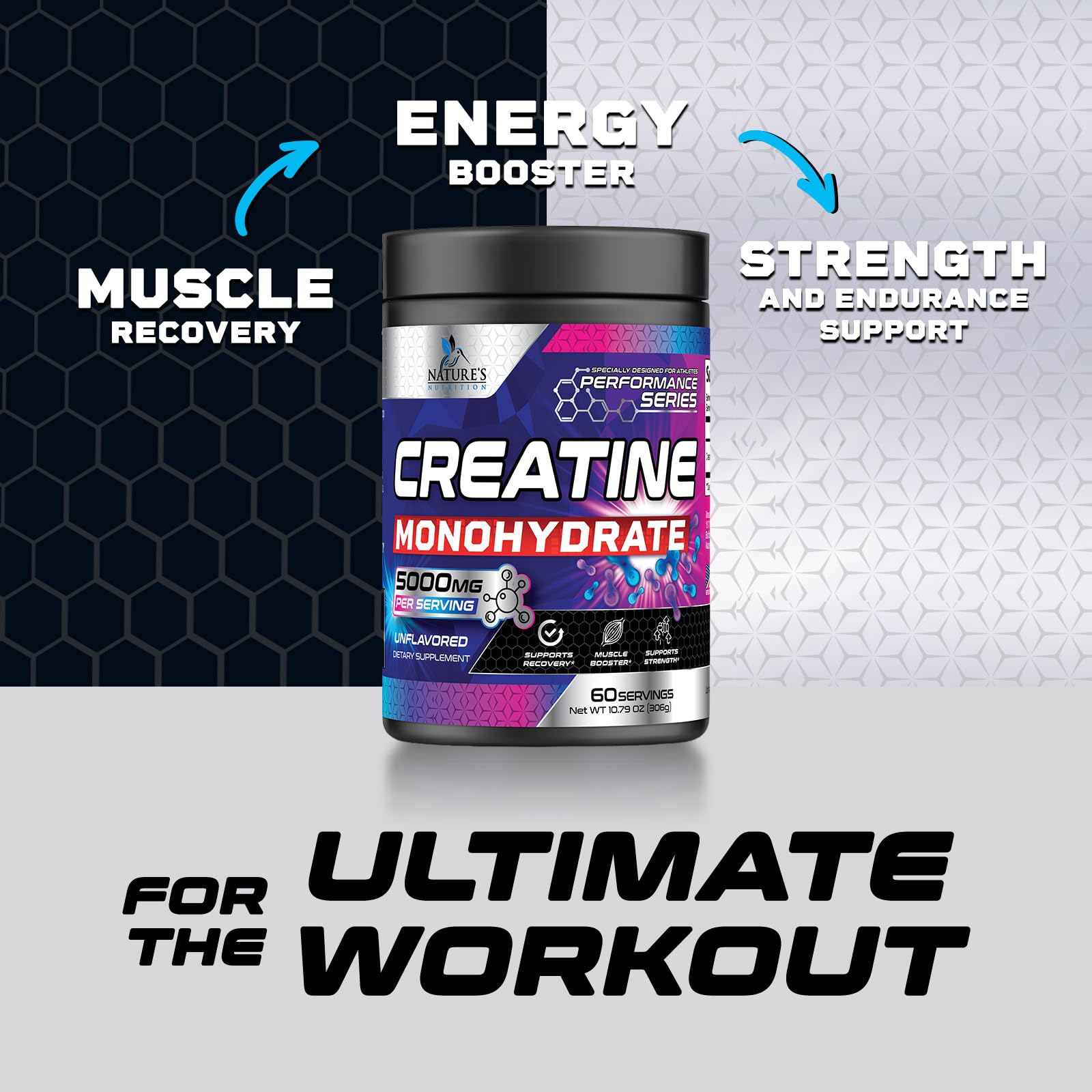 Nature's Nutrition Creatine Monohydrate Powder nutritional information