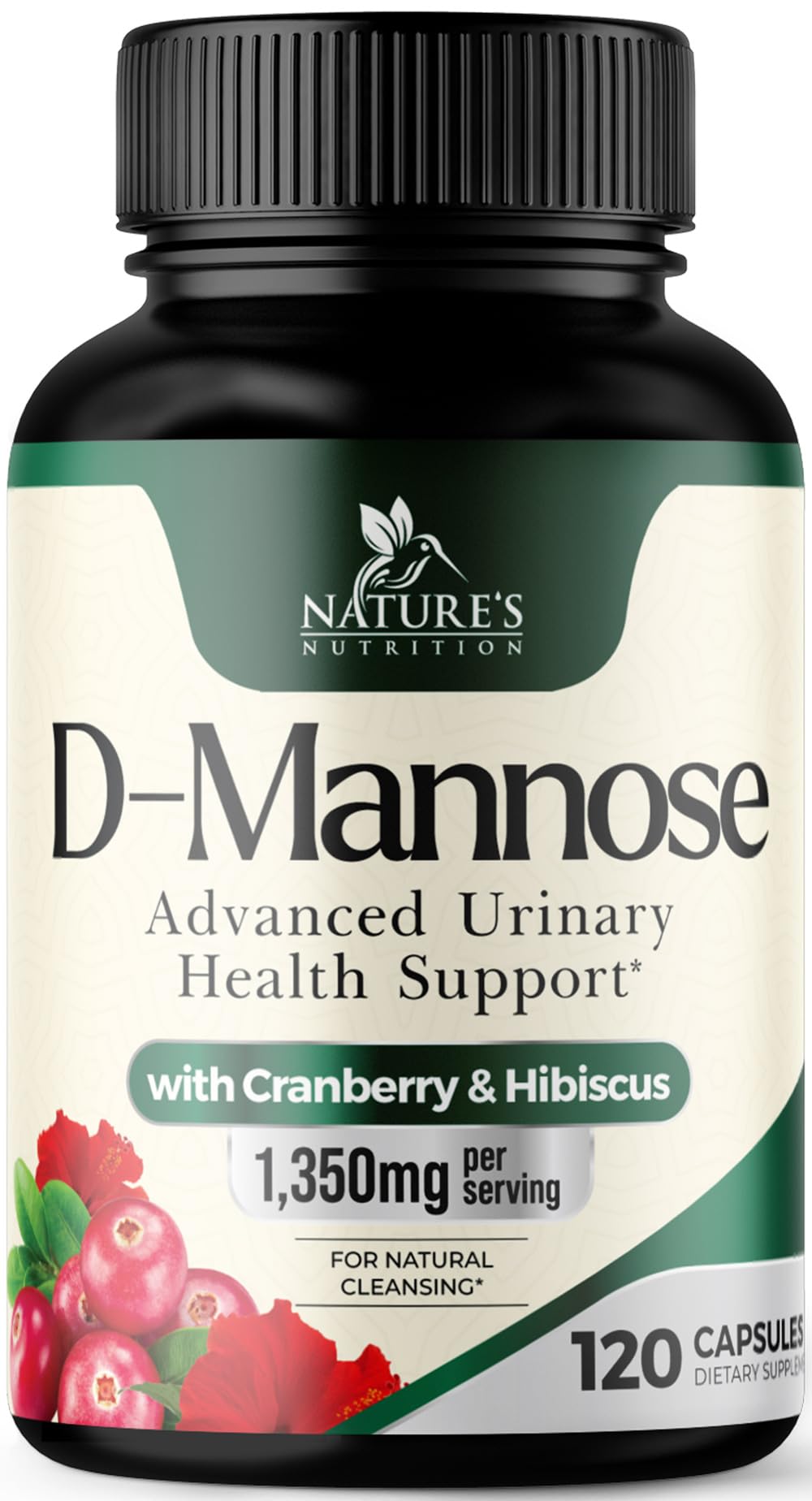 Nature's Nutrition D Mannose Supplement 1000mg front view