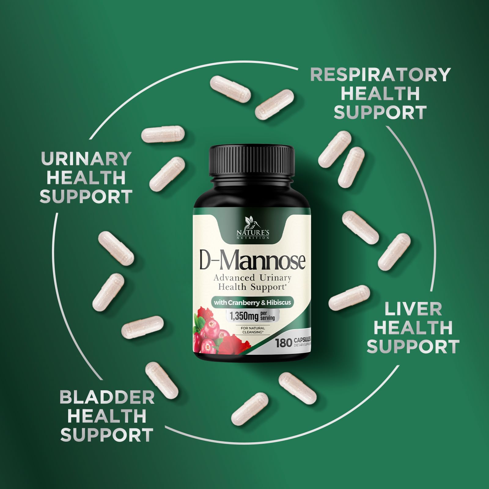 Nature's Nutrition D Mannose Supplement 1000mg ingredients list