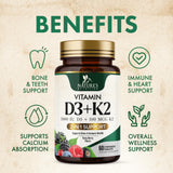 Nature's Nutrition D3 K2 chewable tablets displayed on a wooden table