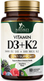 Nature's Nutrition D3 K2 chewable tablets front view with packaging