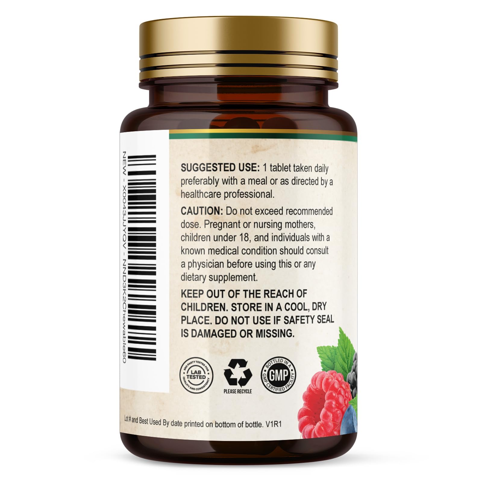 Nature's Nutrition D3 K2 chewable tablets with a glass of water