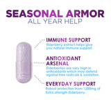 Nature's Nutrition Elderberry Capsules displayed with herbal ingredients