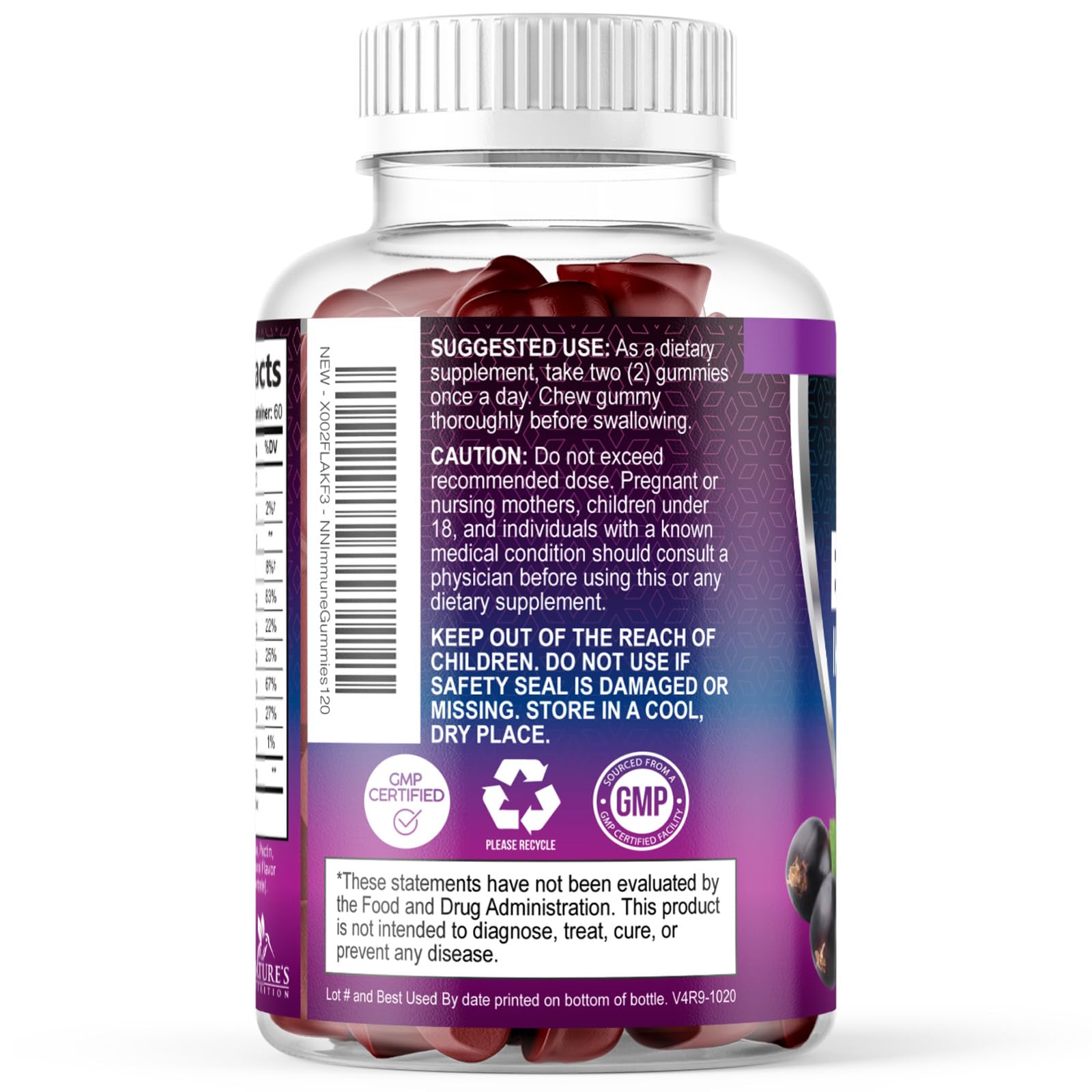 Nature's Nutrition Elderberry Gummies displayed with other supplements