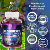 Nature's Nutrition Elderberry Gummies on a wooden table