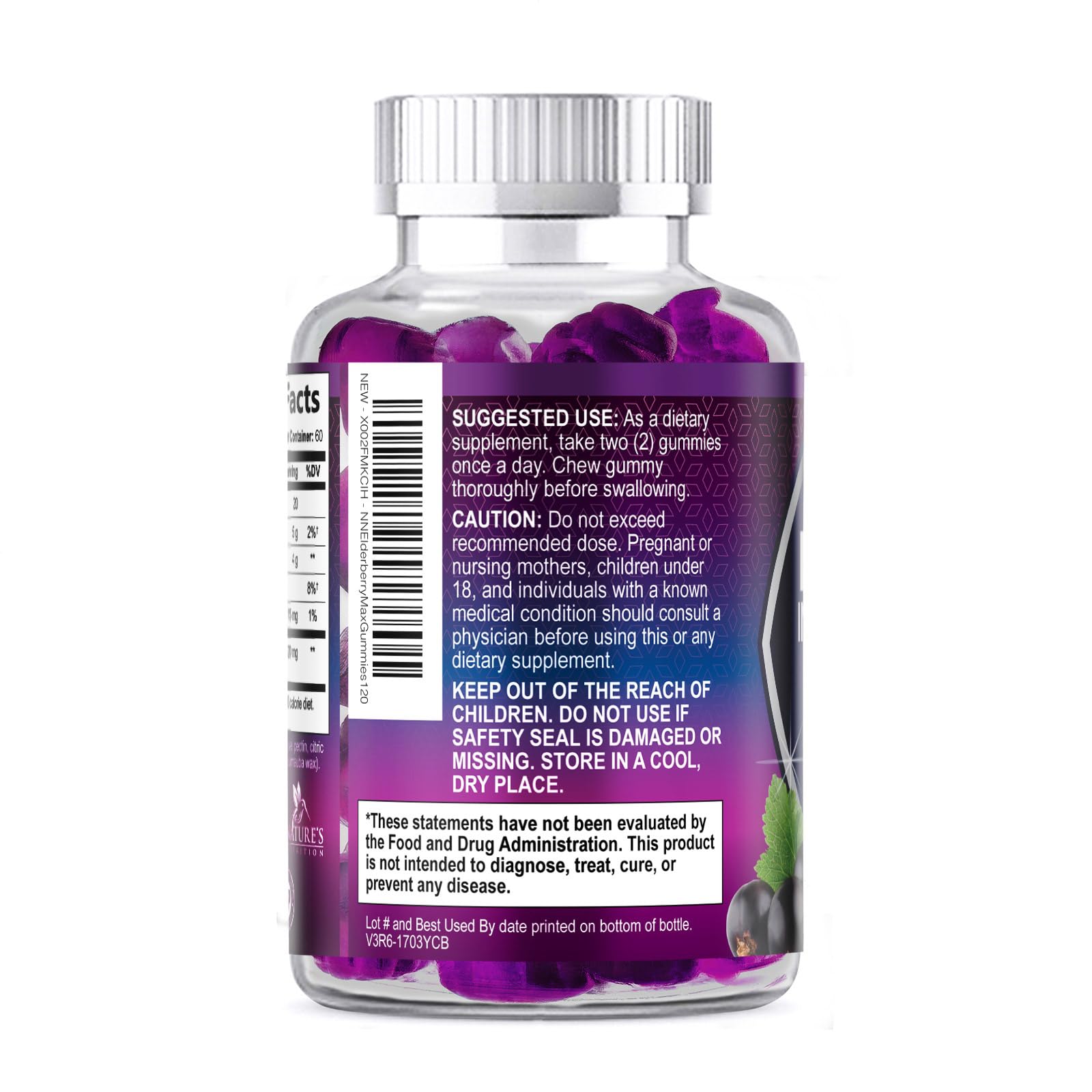 Nature's Nutrition Elderberry Gummies packaging on a kitchen counter