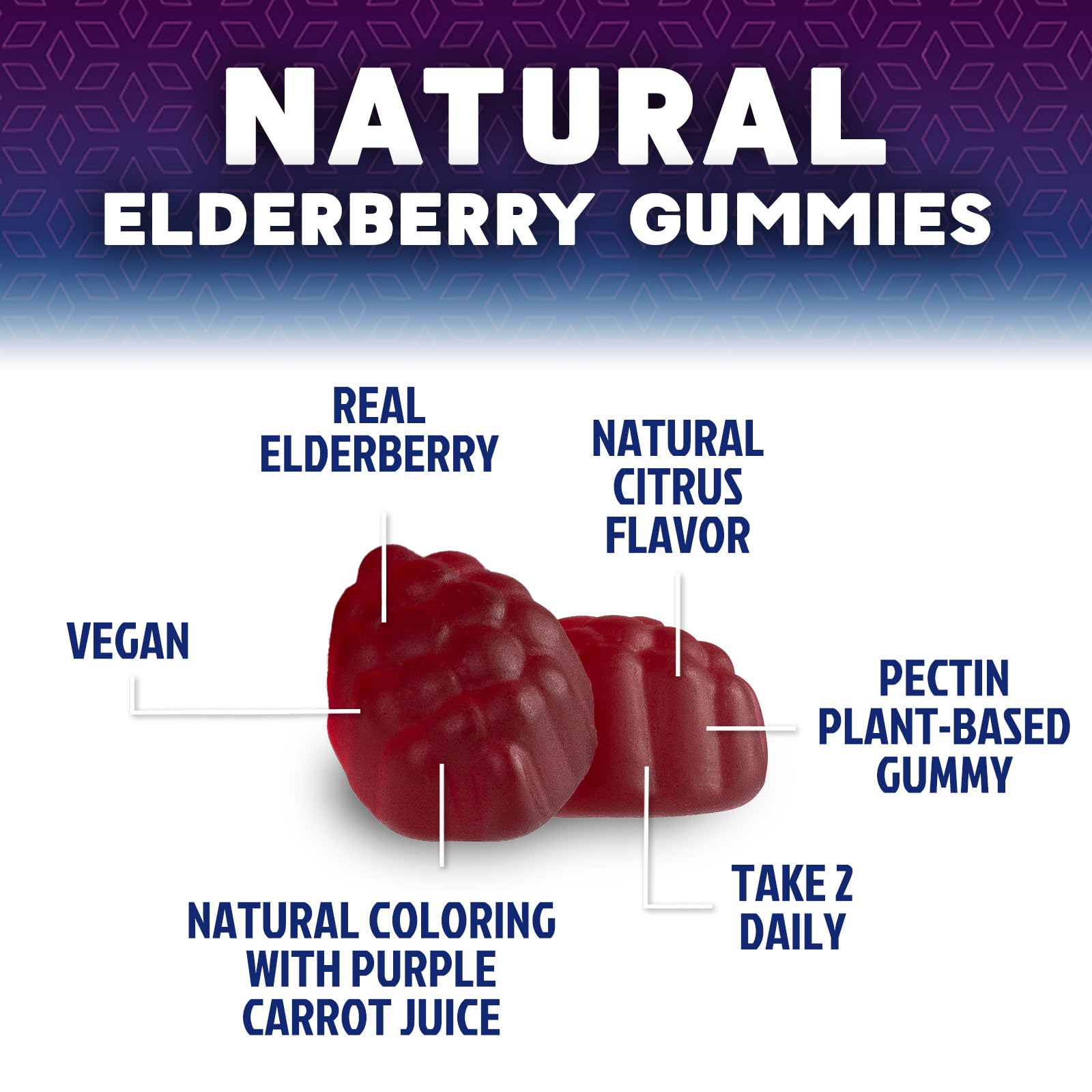 Nature's Nutrition Elderberry Gummies with a lemon for flavour