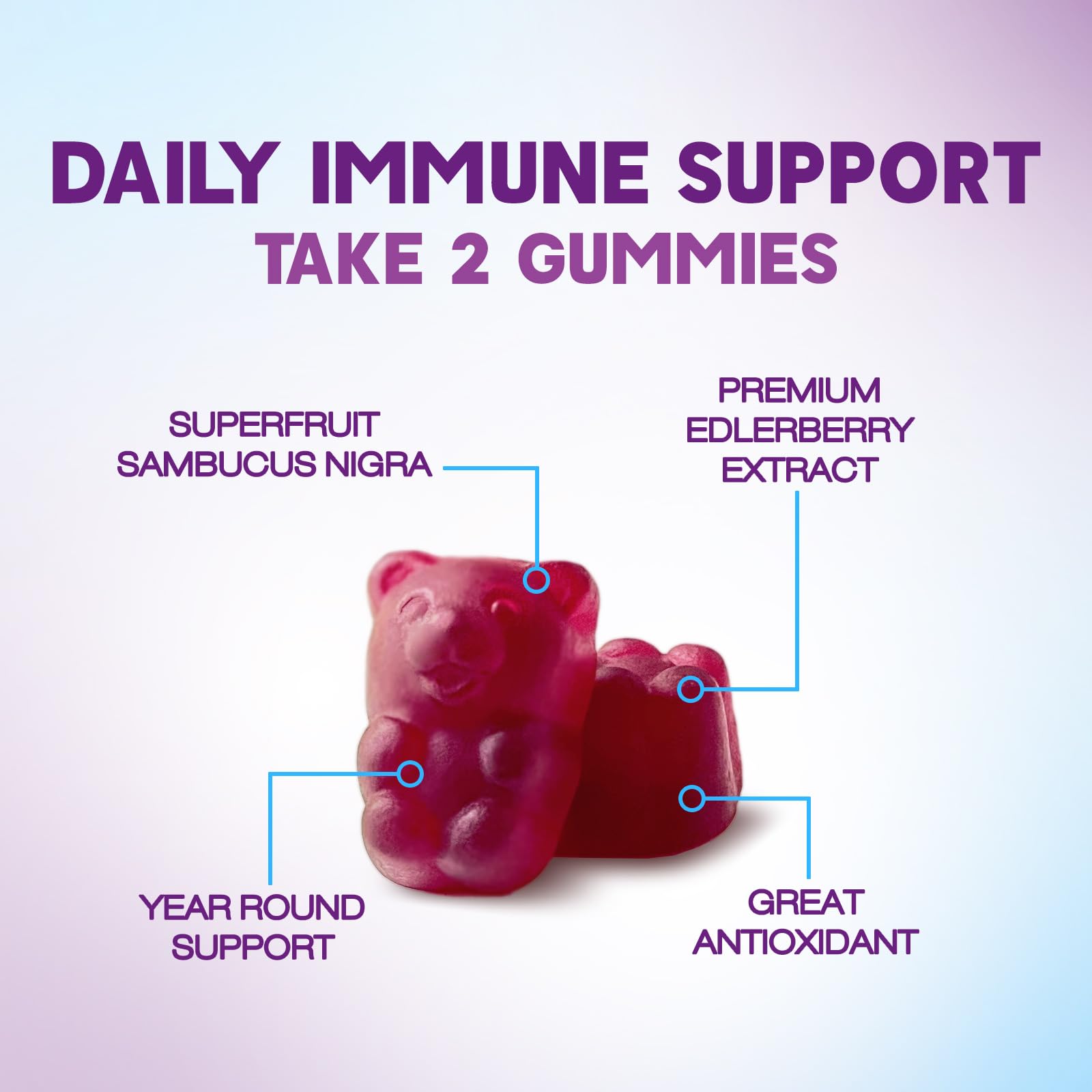 Nature's Nutrition Elderberry Gummies with fresh elderberries