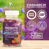 Nature's Nutrition Extra Strength Fiber Gummies displayed on a kitchen counter