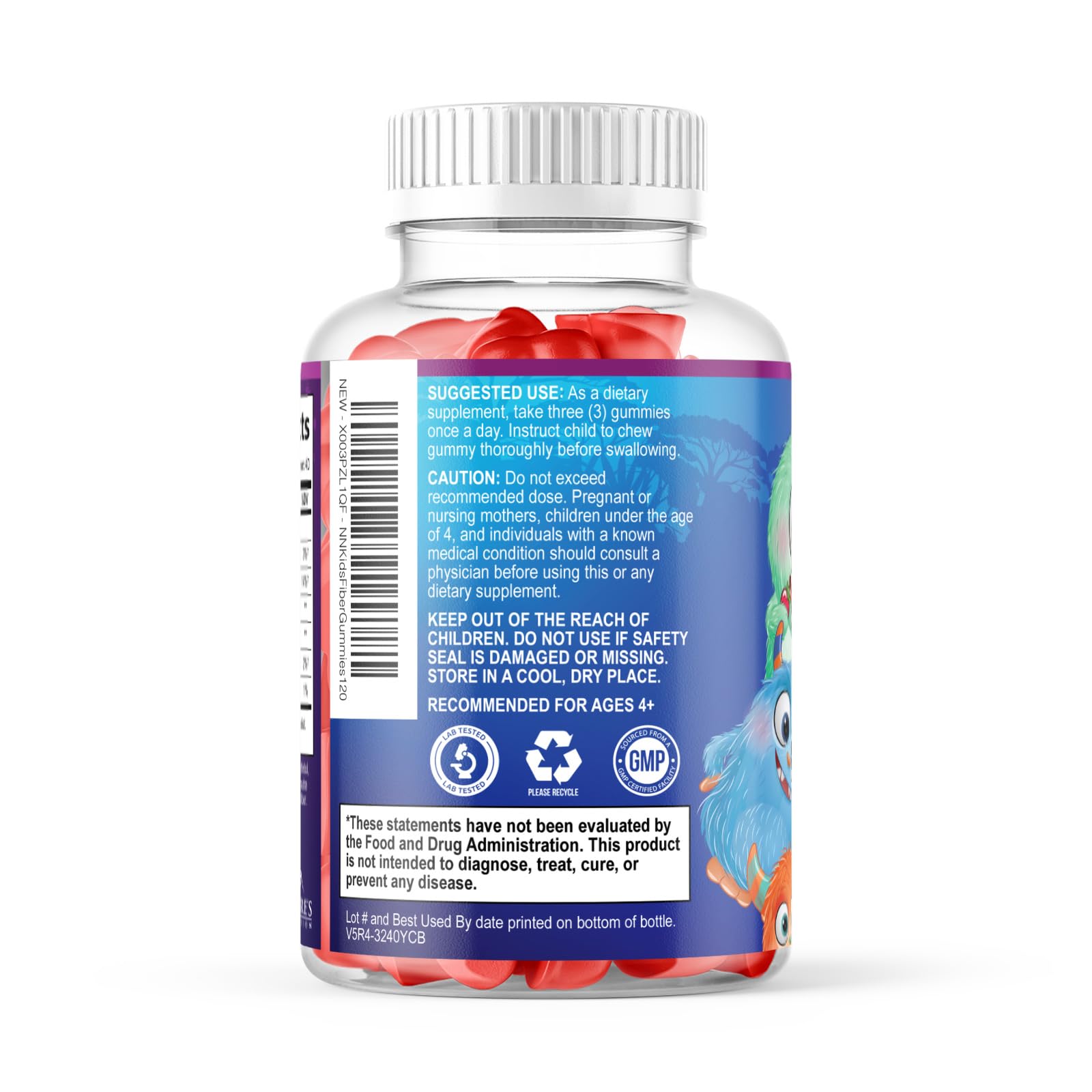 Nature's Nutrition Fiber Gummies for Kids with natural strawberry flavour