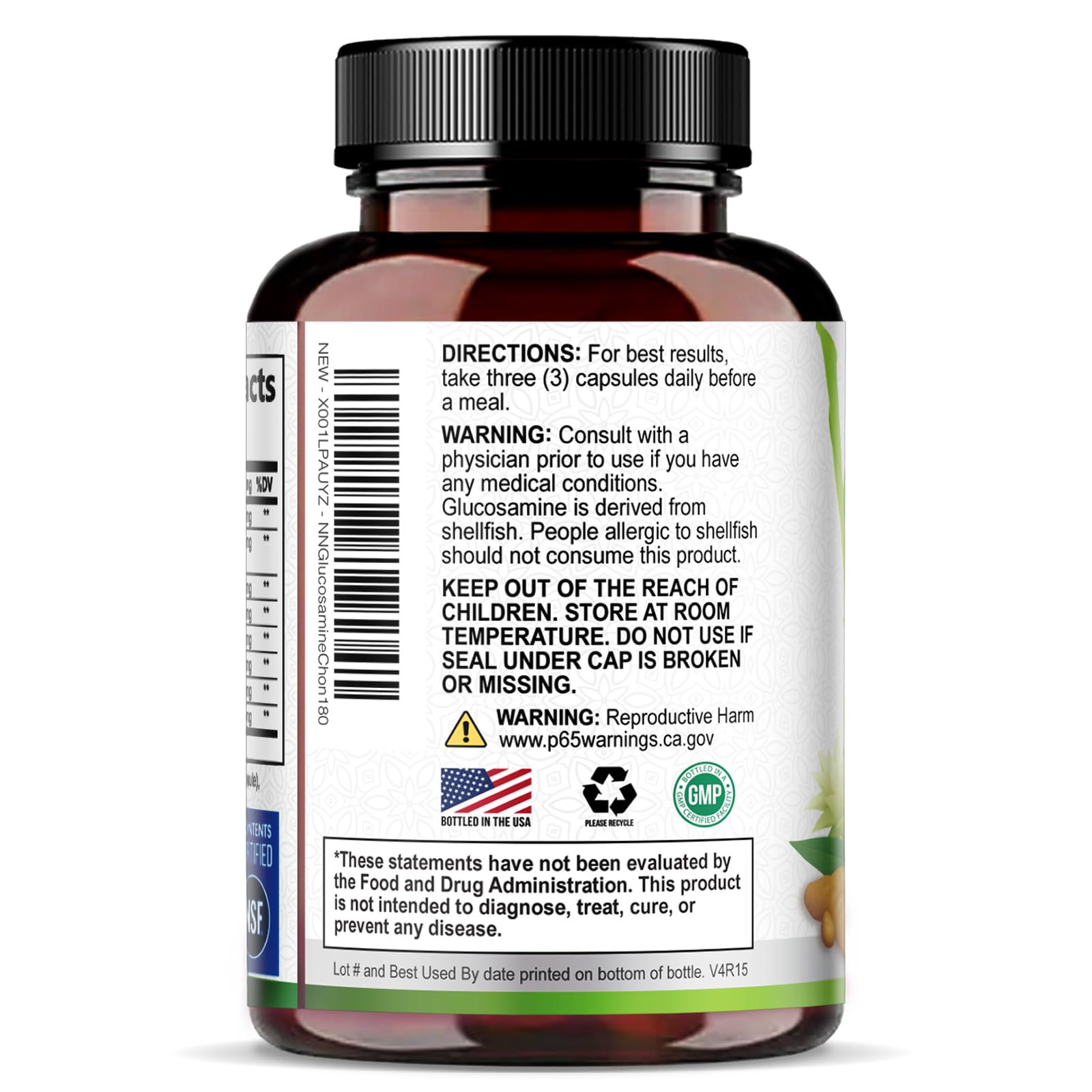 Nature's Nutrition Glucosamine Chondroitin MSM Complex packaging details