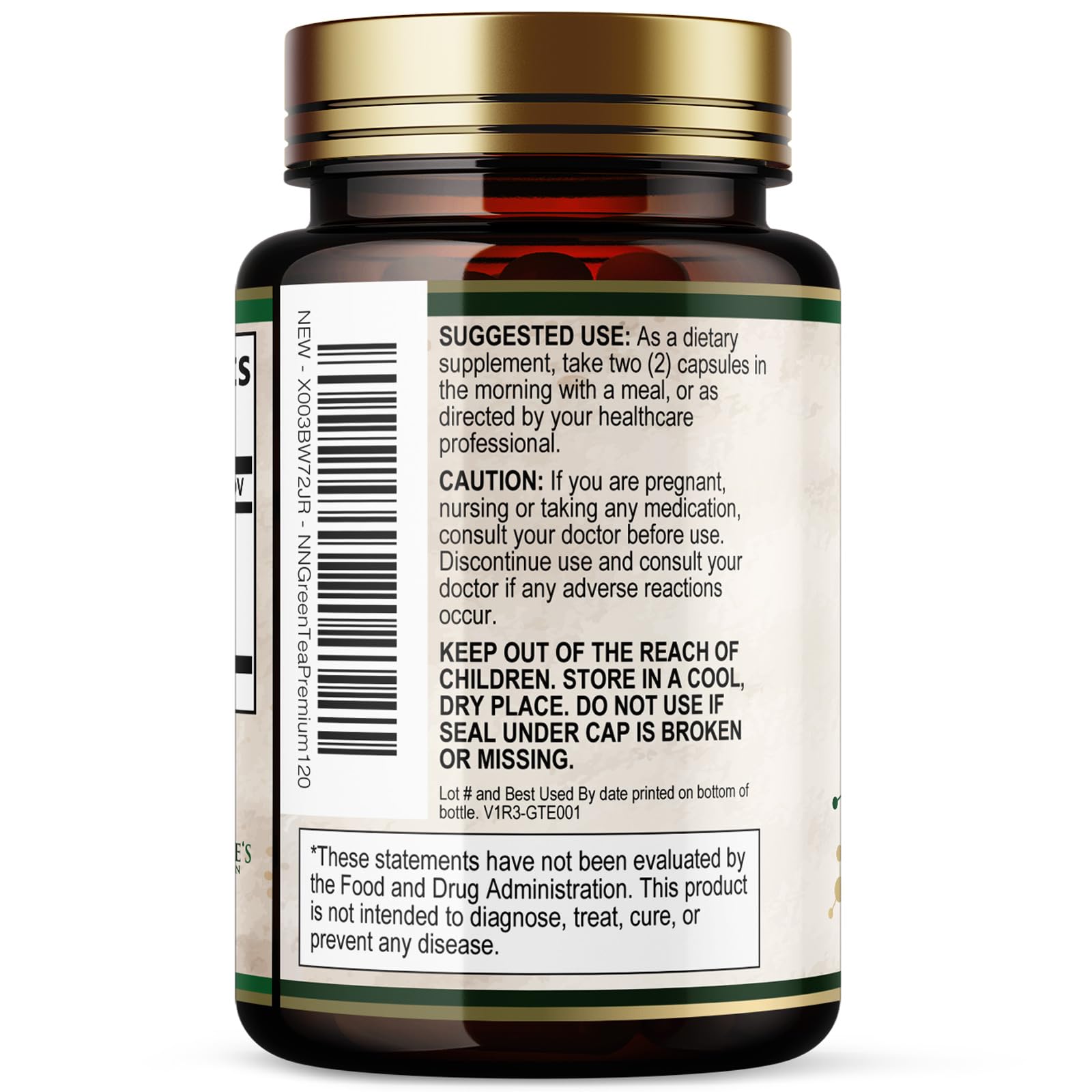 Nature's Nutrition Green Tea Extract bottle with a white background