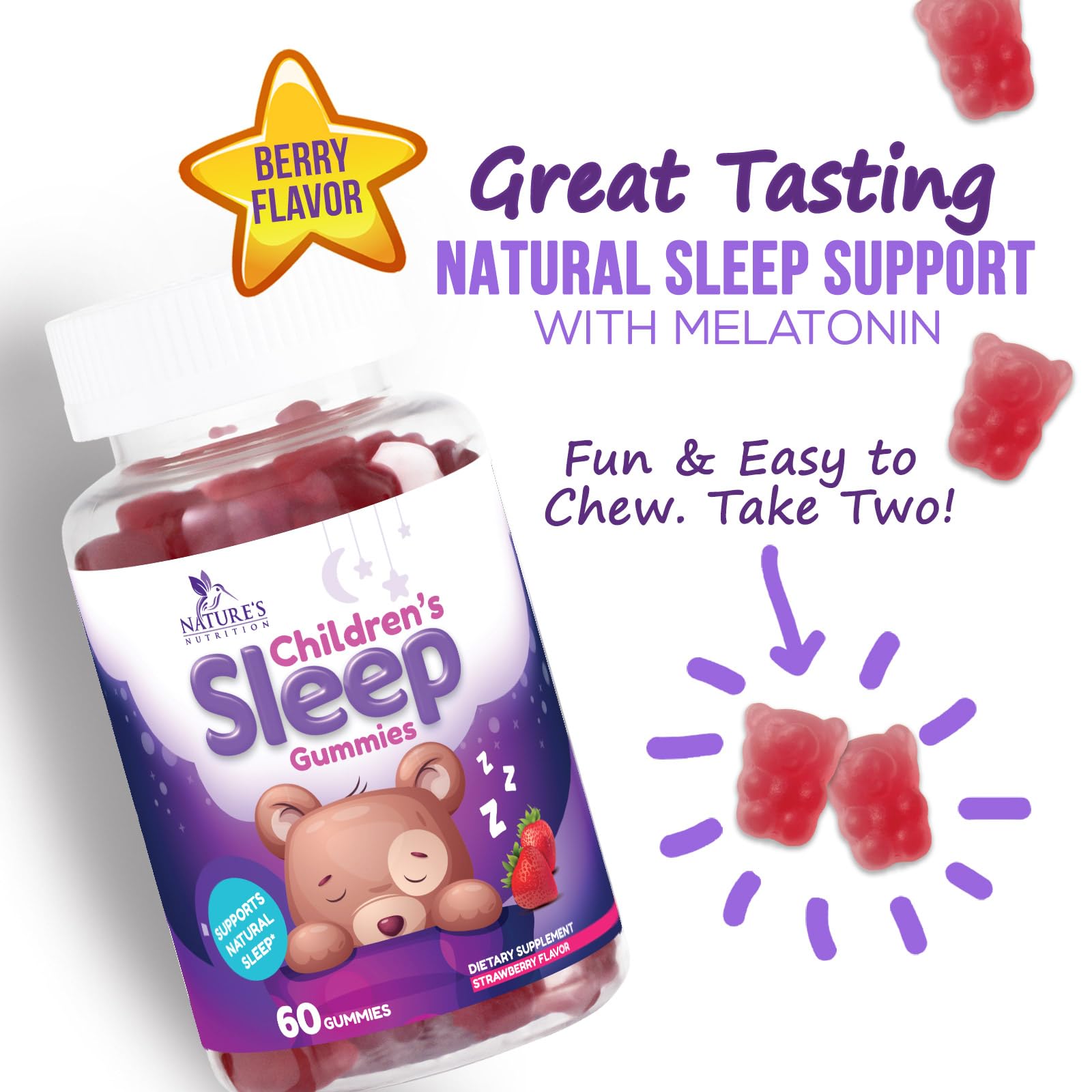 Nature's Nutrition Kids Melatonin Gummies ingredients list