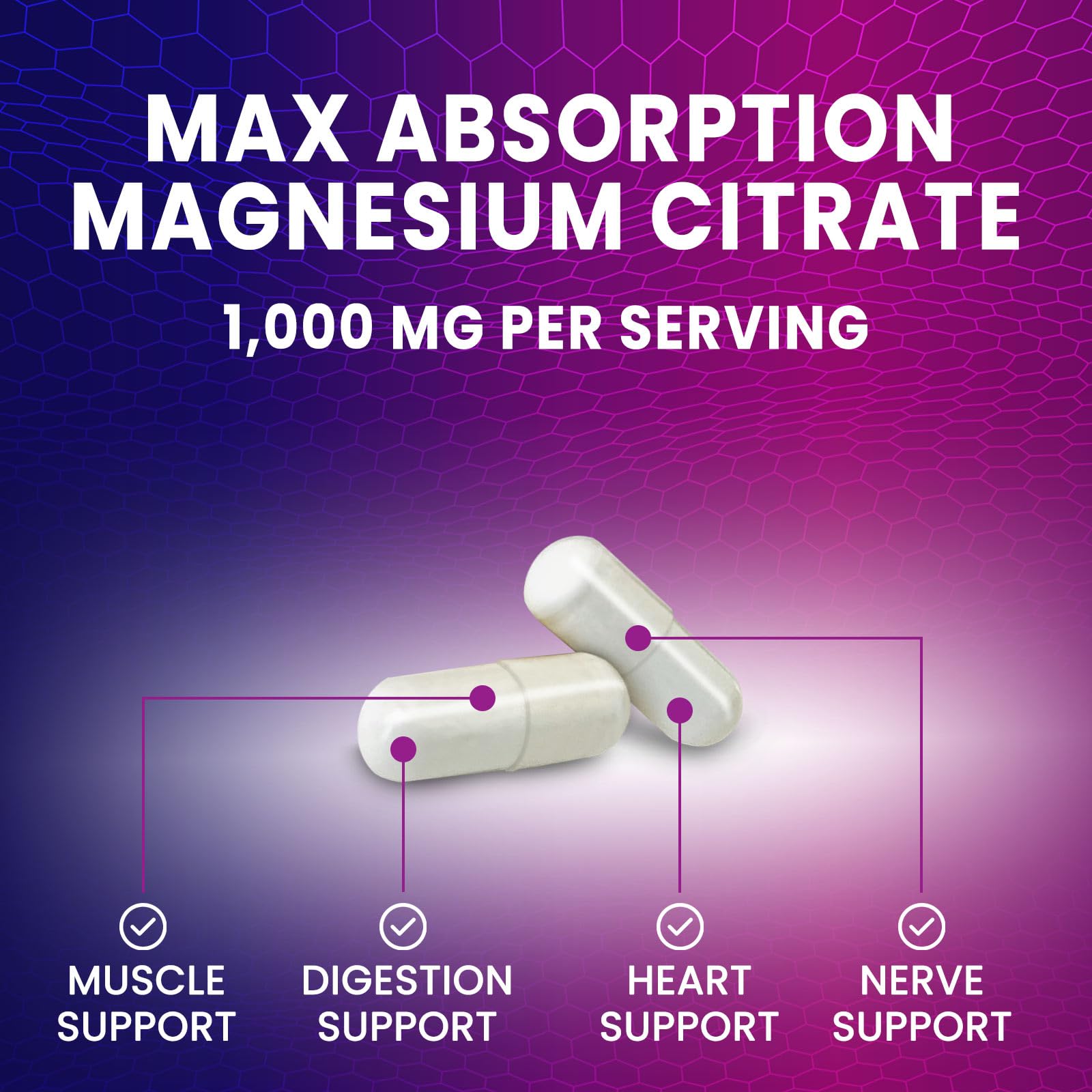 Nature's Nutrition Magnesium Citrate 1000mg back view
