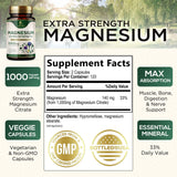 Nature's Nutrition Magnesium Citrate Capsules 1000mg bottle side view