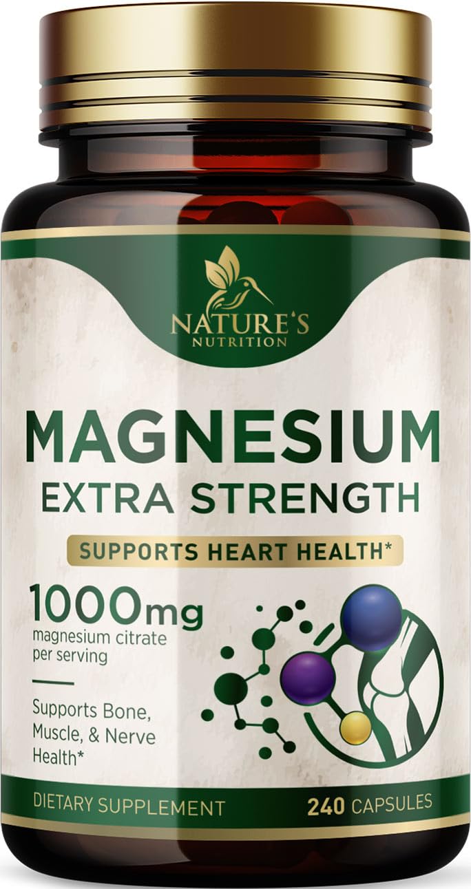 Nature's Nutrition Magnesium Citrate Capsules 1000mg front view