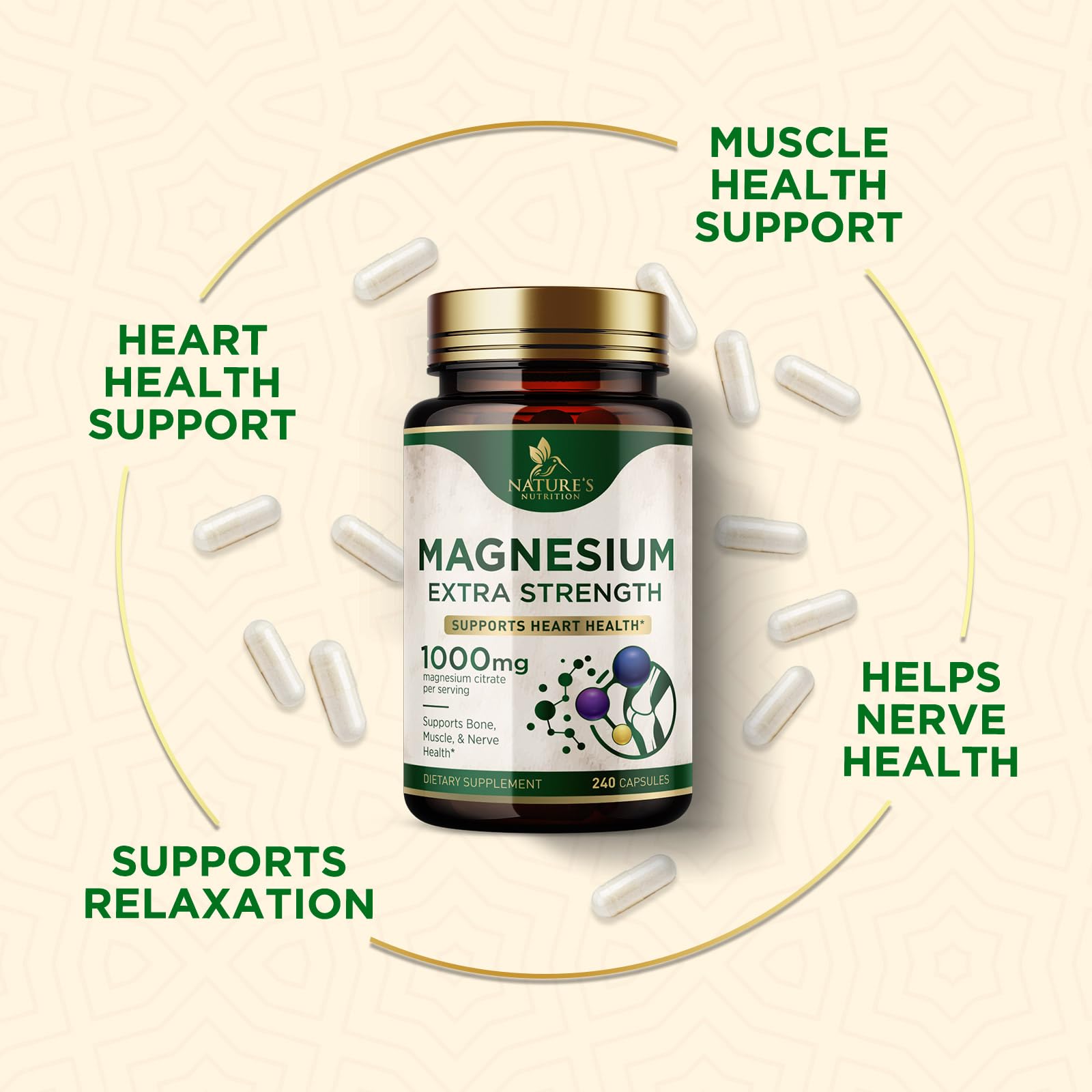 Nature's Nutrition Magnesium Citrate Capsules 1000mg lifestyle scene