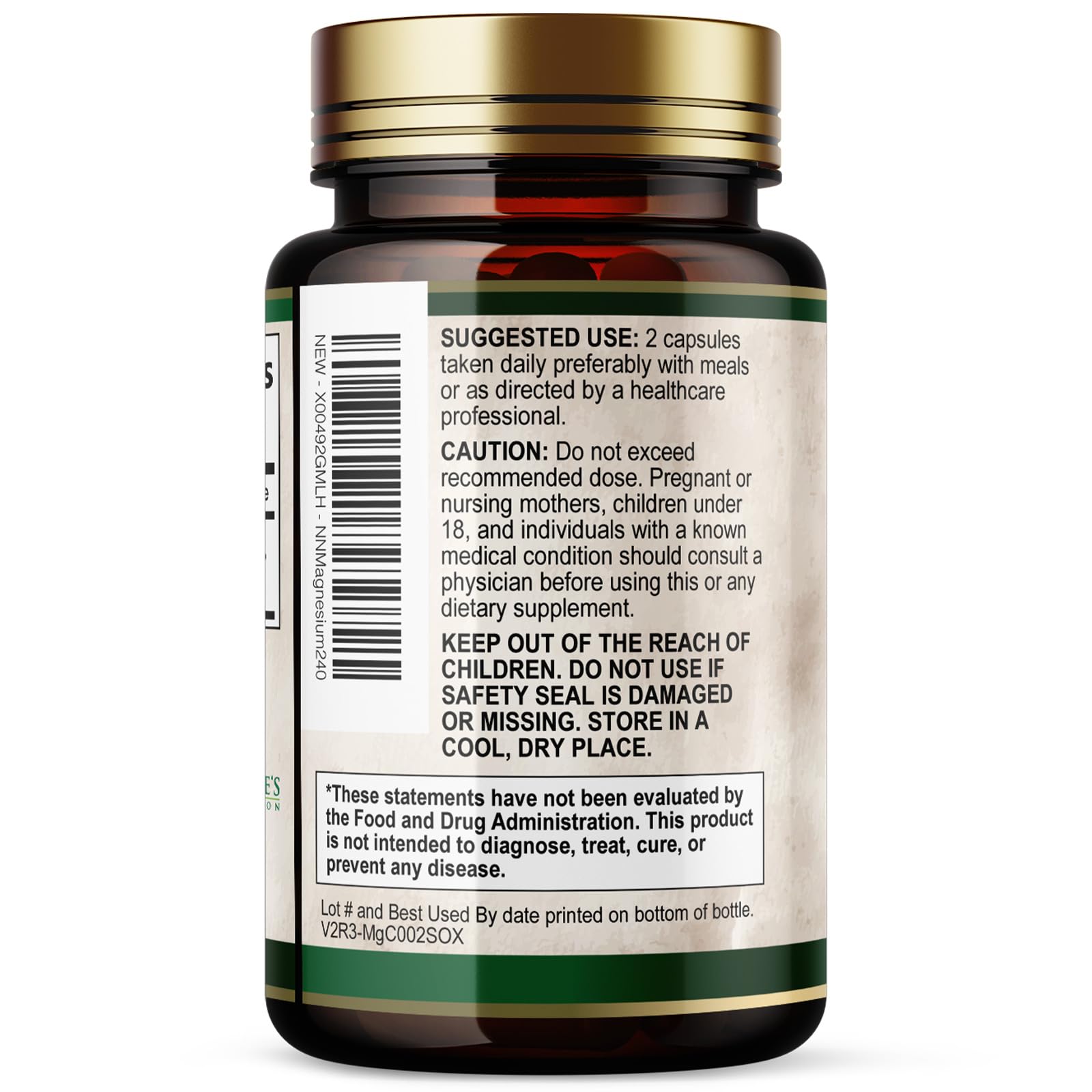 Nature's Nutrition Magnesium Citrate Capsules 1000mg on a wooden table