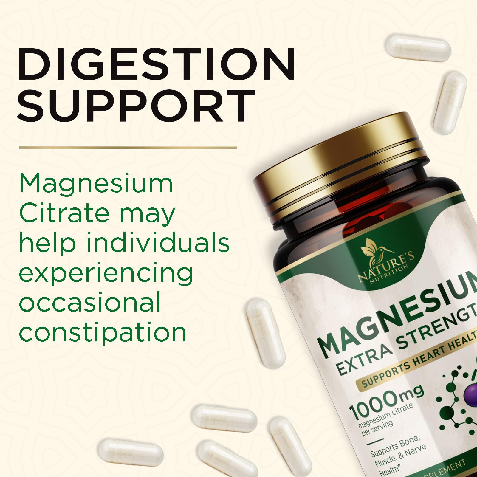 Nature's Nutrition Magnesium Citrate Capsules 1000mg with measuring spoon