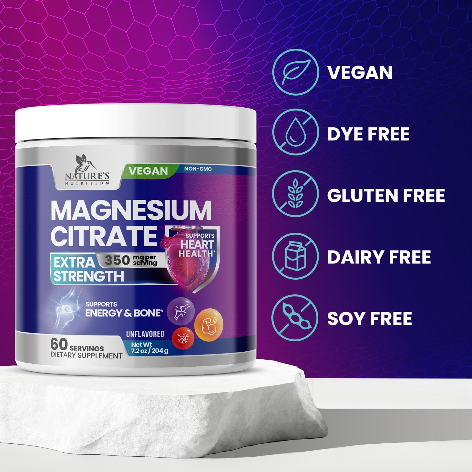 Nature's Nutrition Magnesium Citrate Powder 272g nutritional information