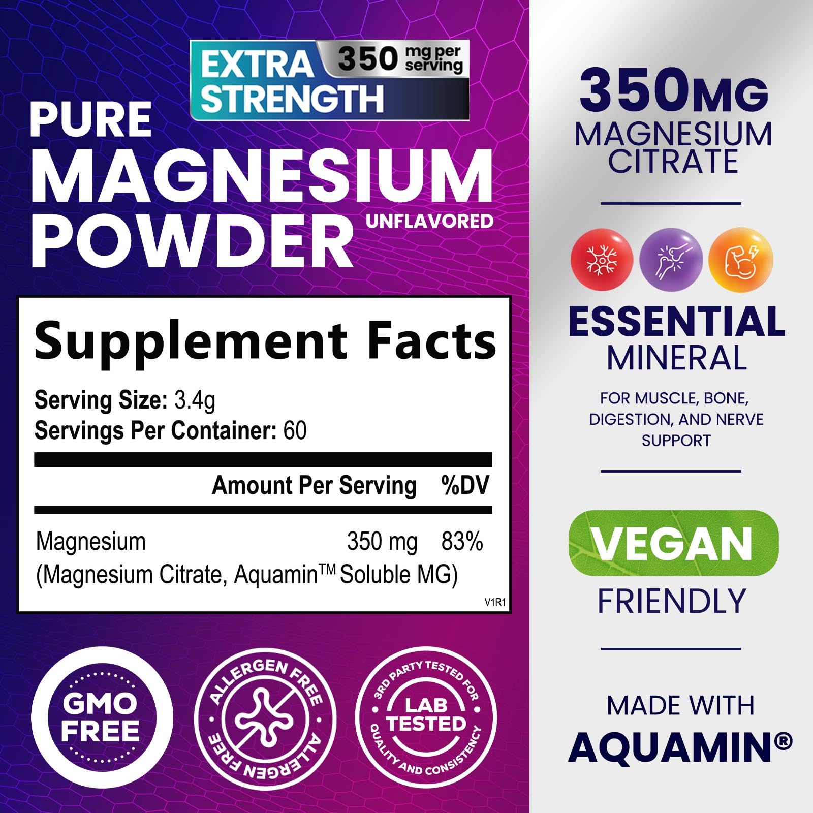 Nature's Nutrition Magnesium Citrate Powder 272g packaging