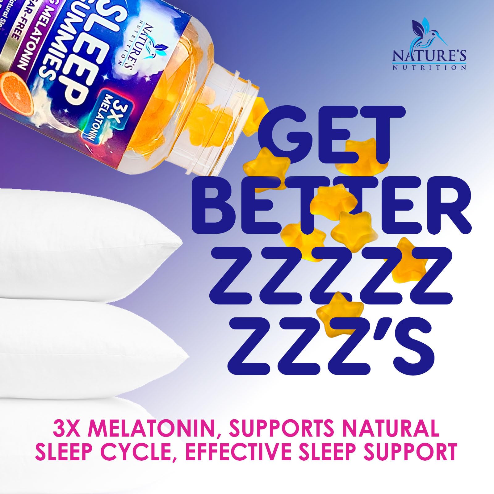 Nature's Nutrition Melatonin Gummies 6mg back view of packaging