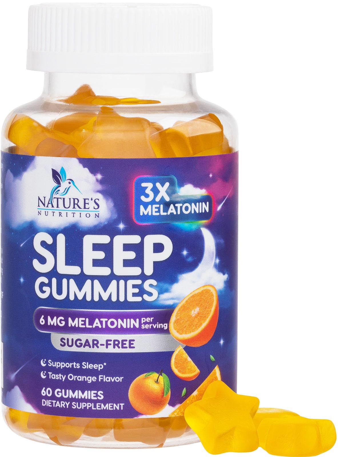 Nature's Nutrition Melatonin Gummies 6mg front view packaging