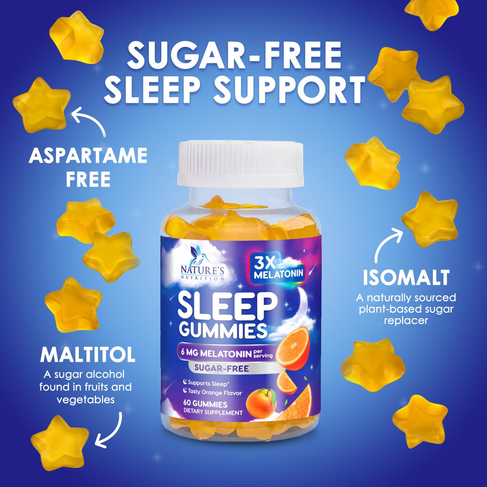 Nature's Nutrition Melatonin Gummies 6mg gummies in a bowl