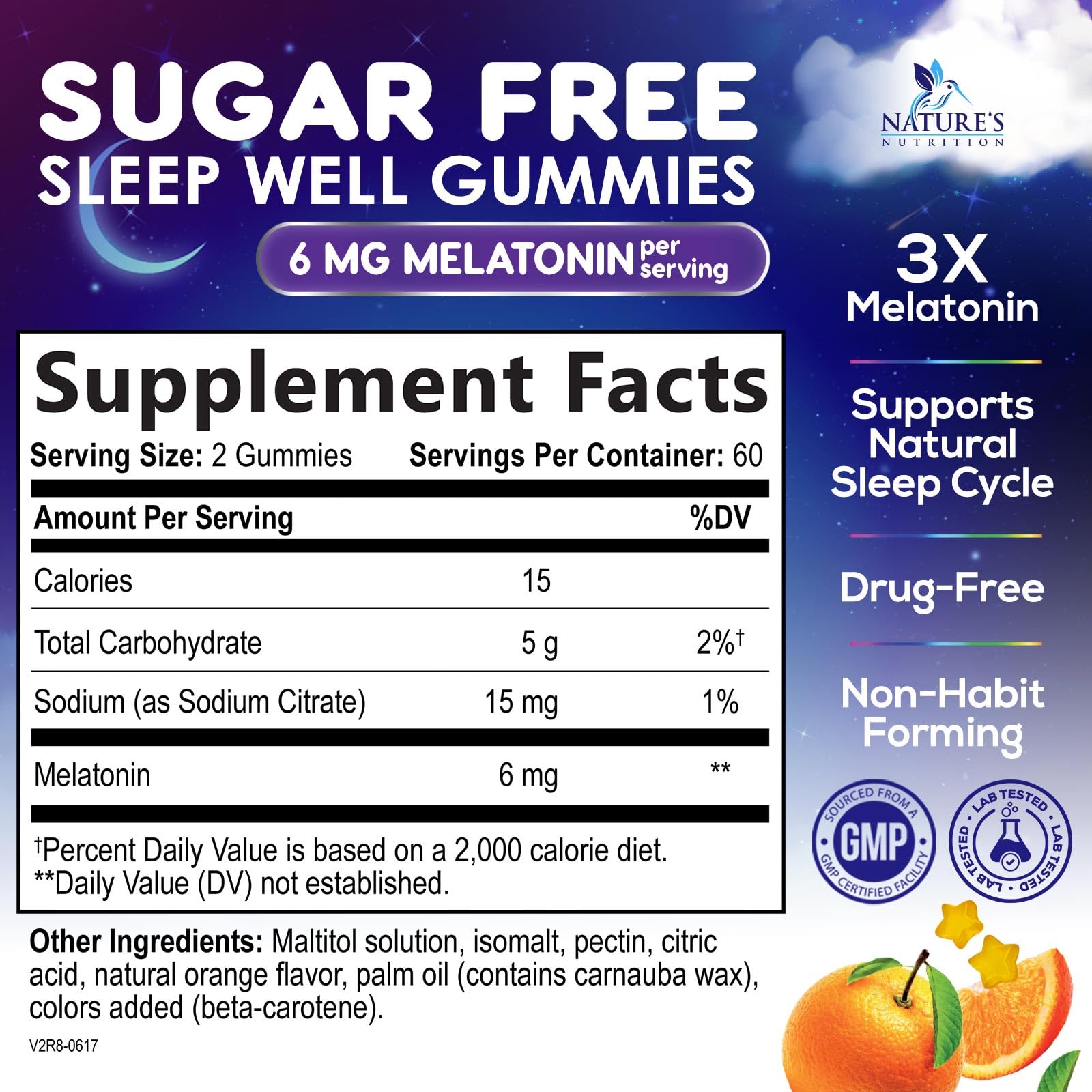 Nature's Nutrition Melatonin Gummies 6mg packaging
