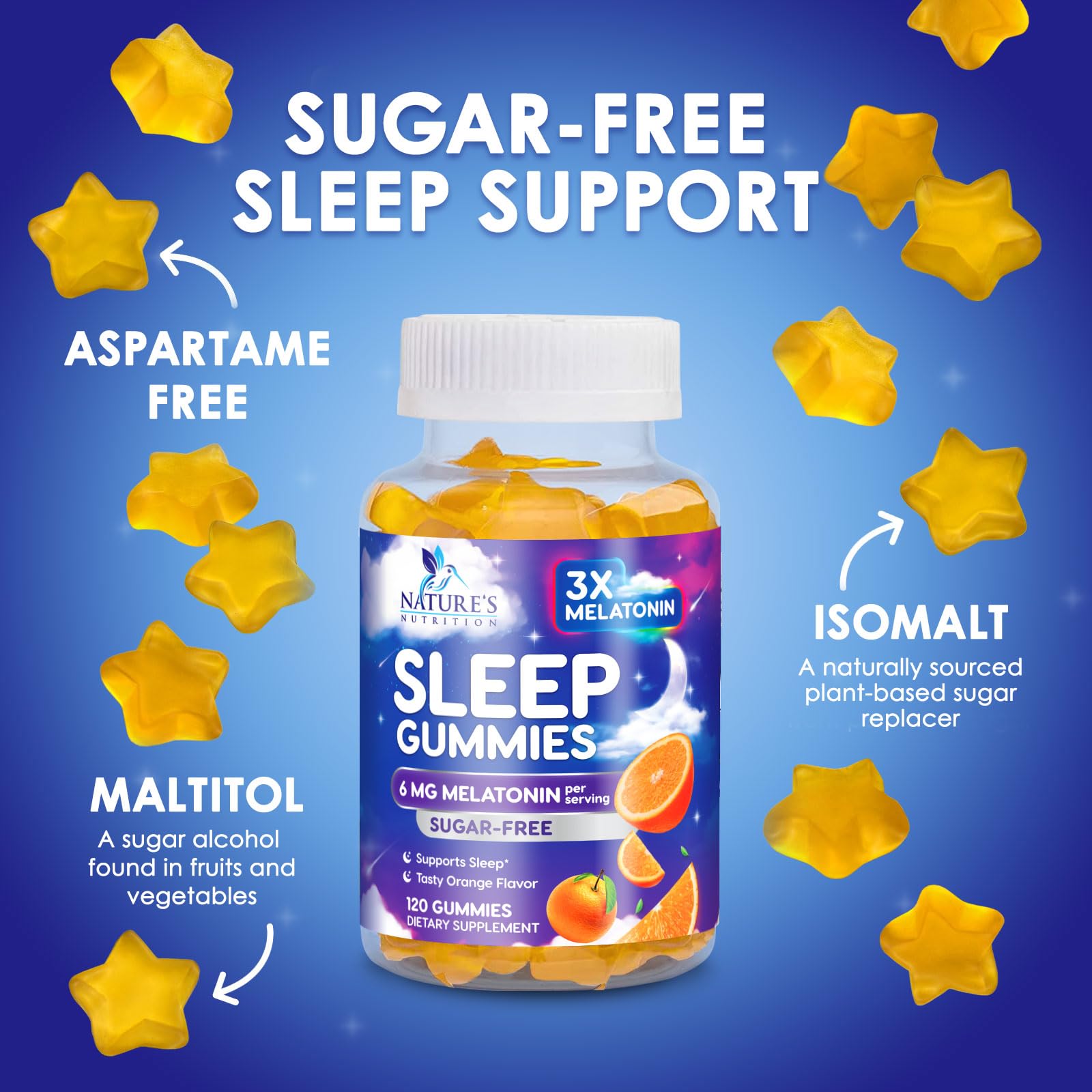 Nature's Nutrition Melatonin Gummies 6mg with orange flavour