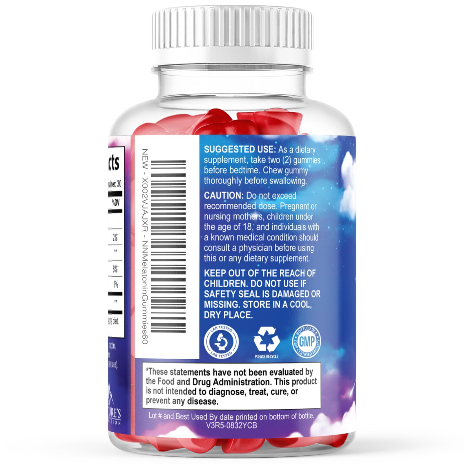 Nature's Nutrition Melatonin Sleep Gummies 12mg in a bowl