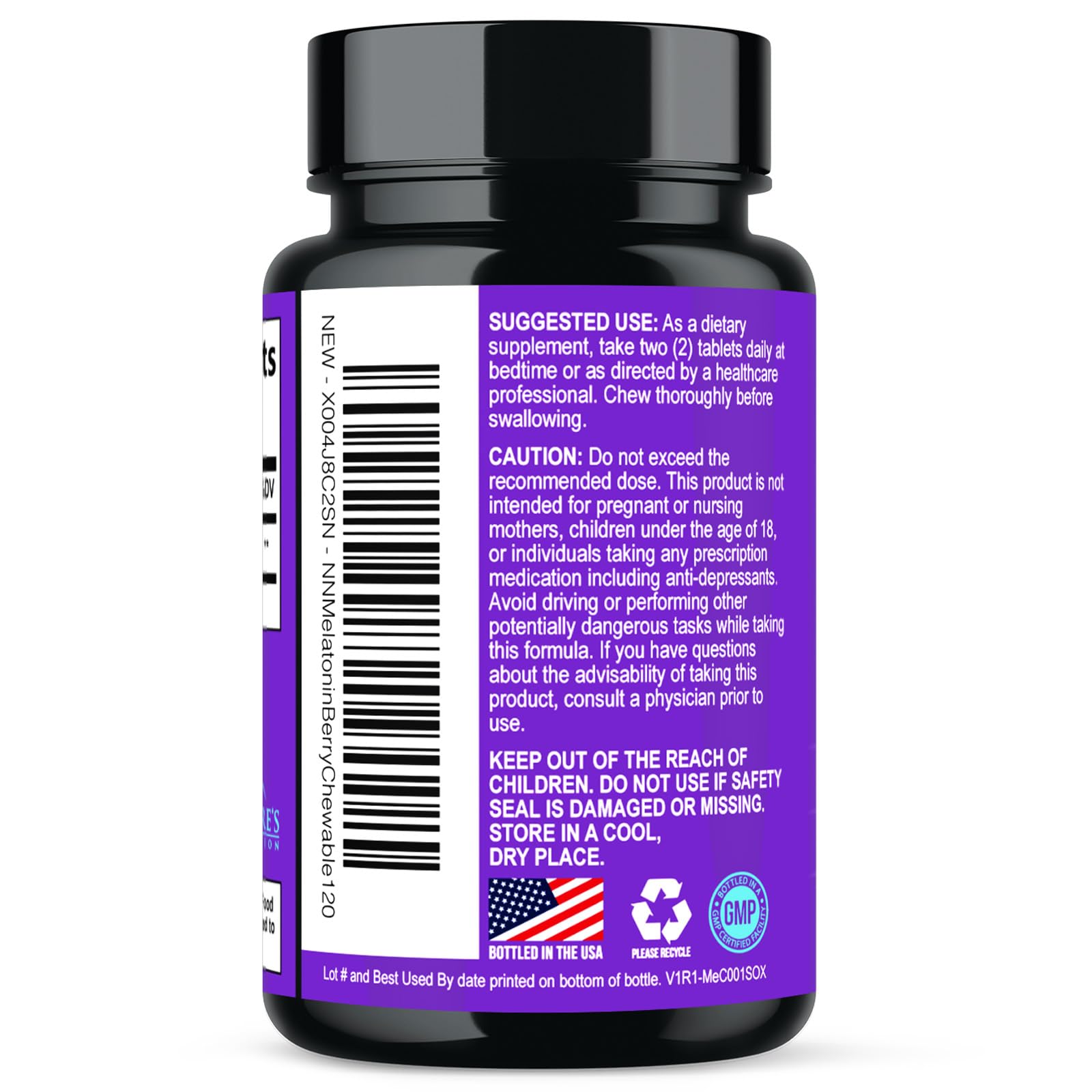 Nature's Nutrition Melatonin Sleep Supplement 10mg product on table